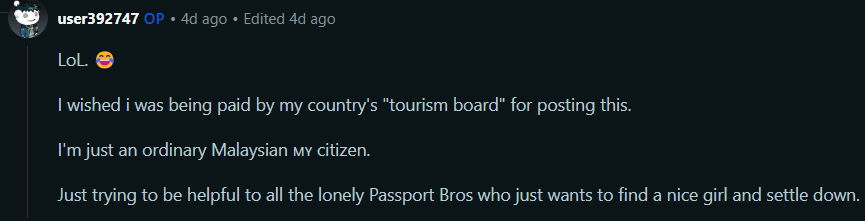 OP reveals he's Malaysian on Reddit